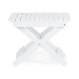 Outdoor Folding Wooden Side Table, White, 15"D x 22.75"W x 18.25"H - V.I.P Digital Presence