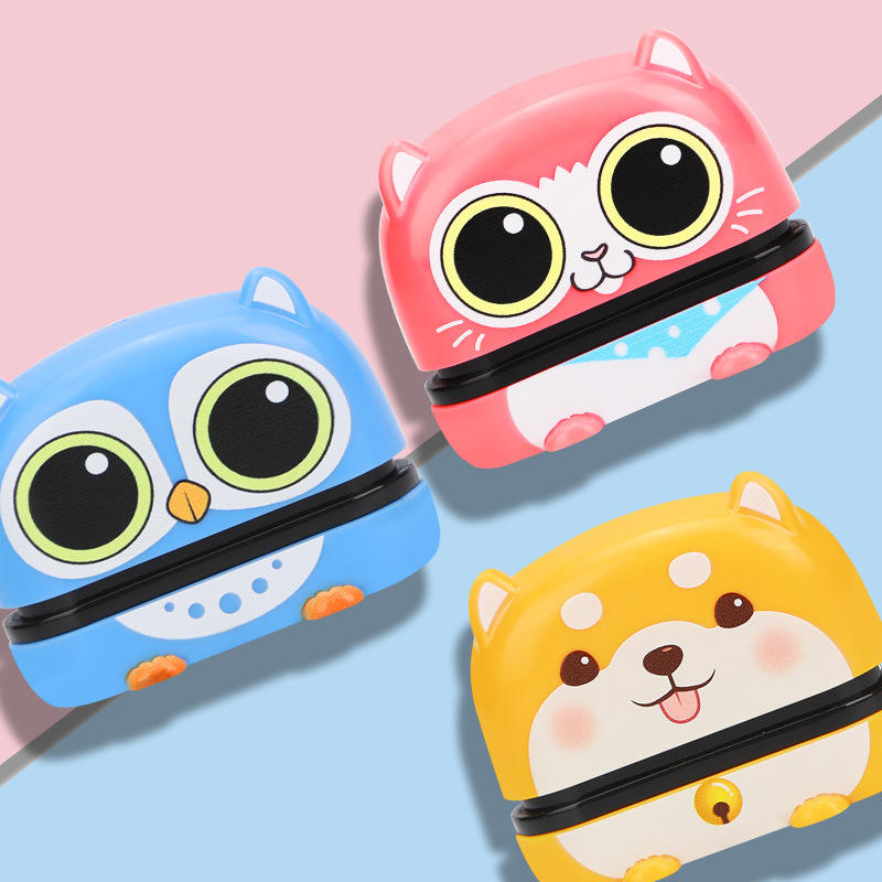 Kindergarten Kids Cartoon Personalized Photosensitive Pet Owl Pastel Name Seal Clothes Flash Foam Self Ink Toy Stamp - V.I.P Digital Presence