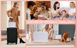 Portable makeup case, travel makeup bag with LED mirror, locked makeup storage box, brush holder, divider, rechargeable, white - V.I.P Digital Presence