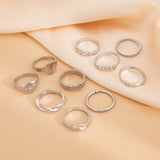 Vintage Irregular Gear Ring Versatile Diamond Set with Metallic Geometric Rings - V.I.P Digital Presence