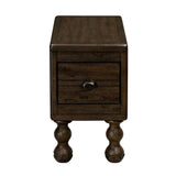Solid wood end table, rectangular 23.6 inch narrow edge table with drawers, vintage bedside table, Espresso - V.I.P Digital Presence