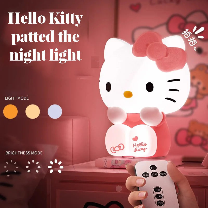 Kawaii Sanrio Hello Kitty Pat Night Light Girls Bedroom Bedlight Anime Hellokitty Night Lamp Desktop Decor Ornaments Girls Gift - V.I.P Digital Presence