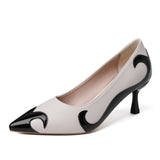 Red and green dragonfly pointed slender heel banquet women's shoes color blocked single shoes for women - V.I.P Digital Presence