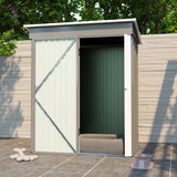5 * 3FT outdoor storage shed, tool shed with sloping roof and lockable door, backyard garden metal shed, courtyard lawn, gray - V.I.P Digital Presence