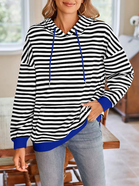 Loose casual striped hooded sweatshirt - V.I.P Digital Presence