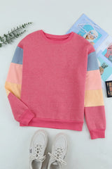 Color Block Round Neck Long Sleeve Sweatshirt - V.I.P Digital Presence