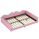 Full size Upholstered Daybed, Sherpa Fabric Sofabed with Cloud-Shaped Backrest, No Box-spring Needed, Pink - V.I.P Digital Presence