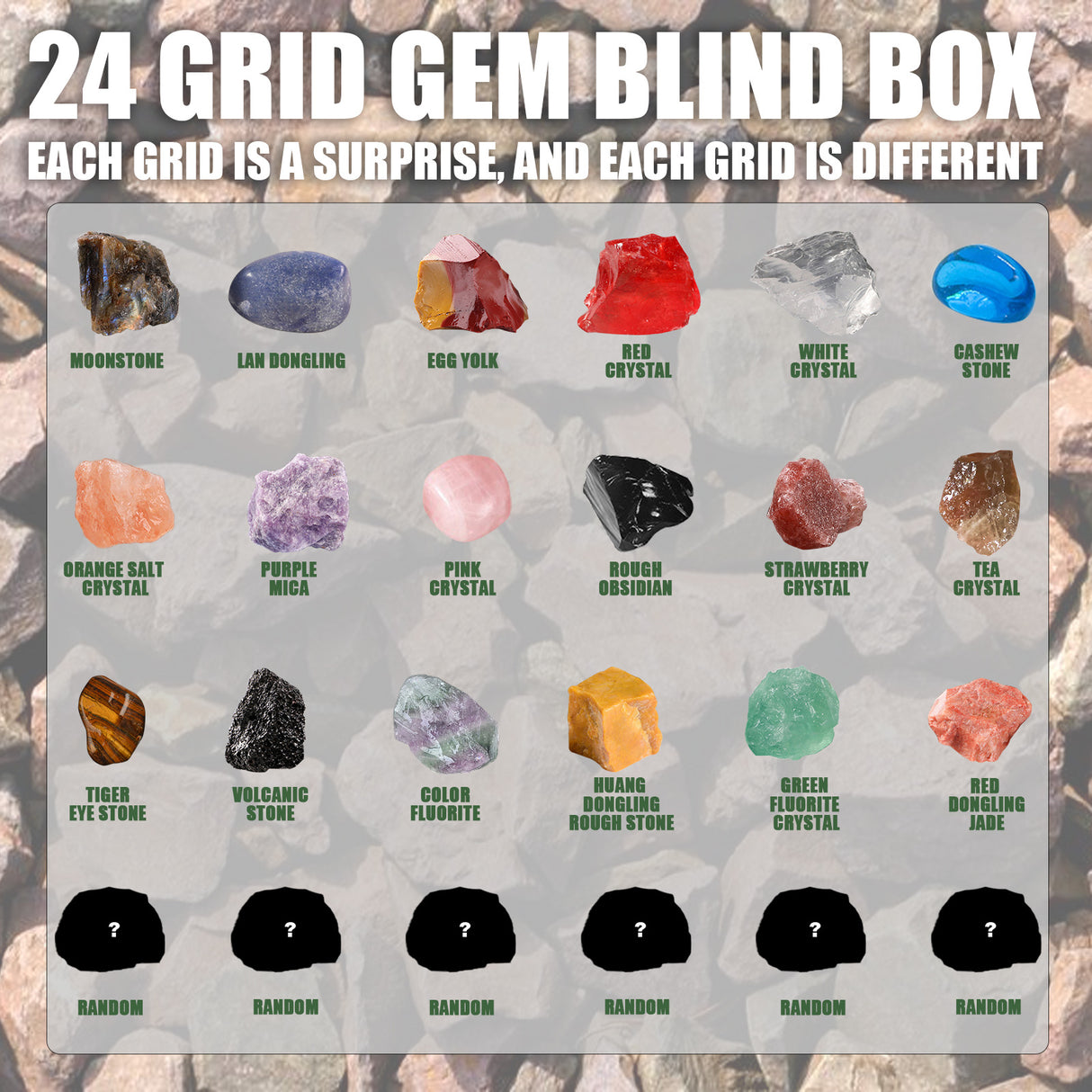 24 Grid Ore Blind Box, Green Christmas Surprise Guess Small Gift Blind Box - V.I.P Digital Presence