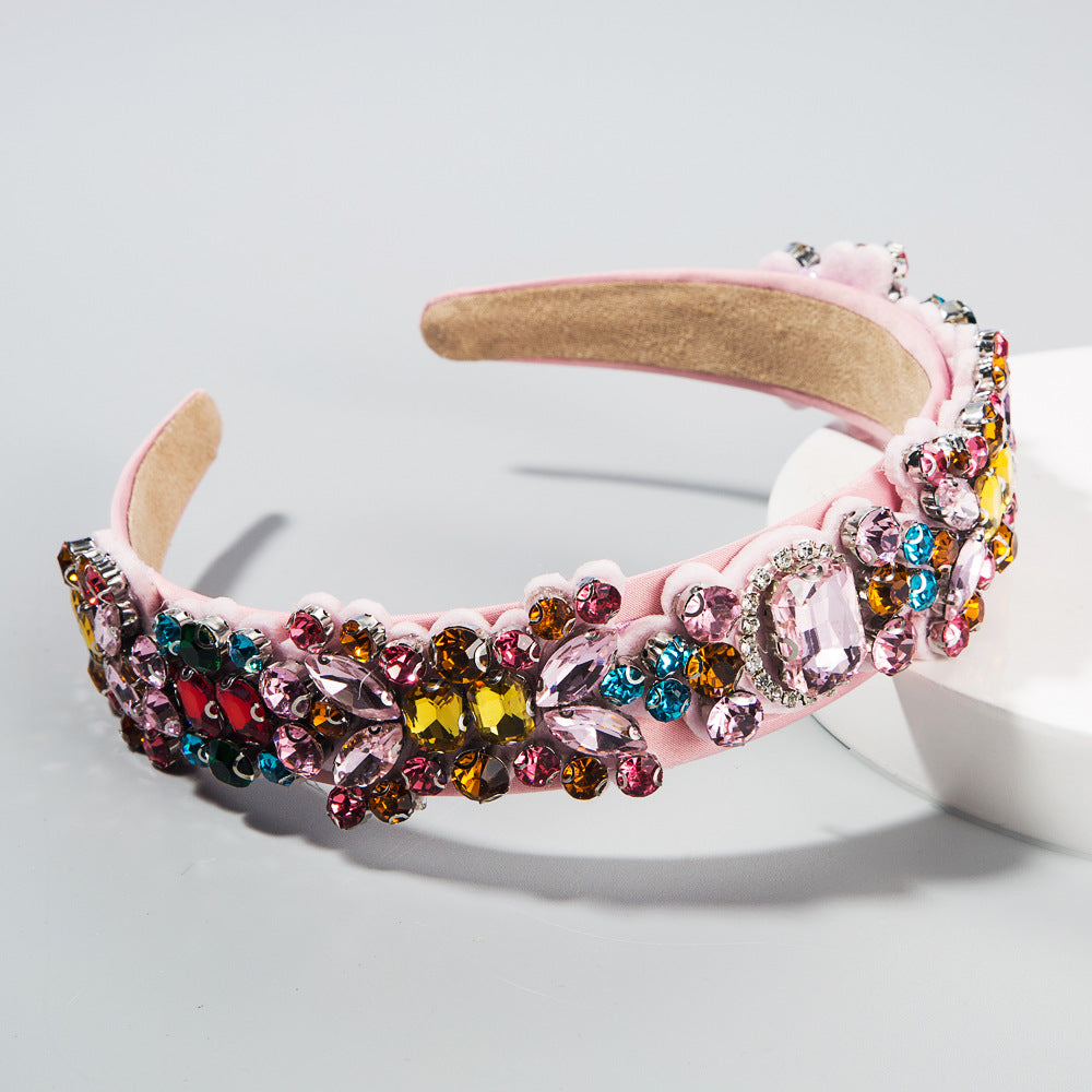 Summer New Fashion Headband Ladies Baroque Retro Headband Set With Colorful Rhinestones Full Diamond Hair Accessories - V.I.P Digital Presence