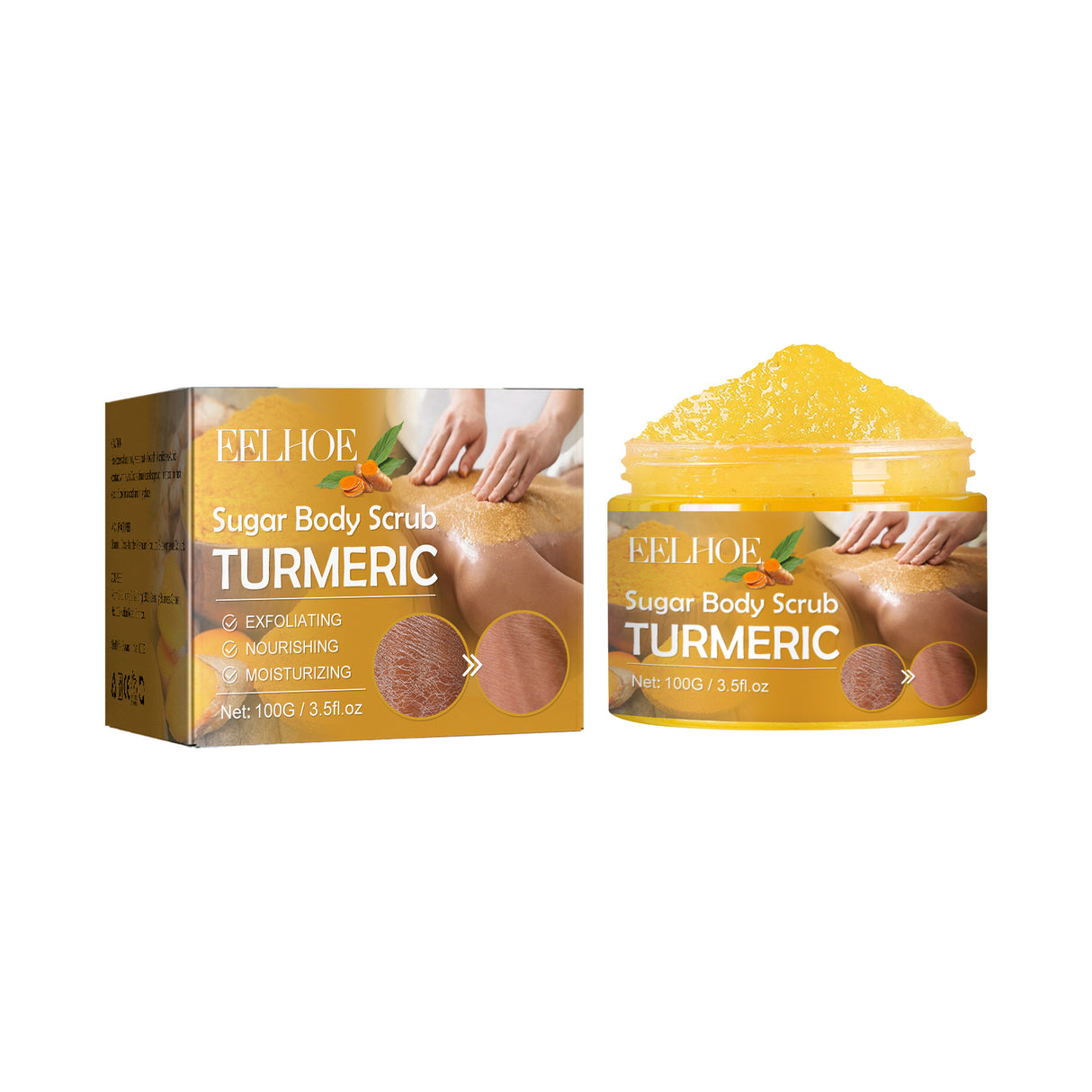 Turmeric Sugar Body Scrub, Fade Acne Mark Moisturizing Refreshing Smooth Tender Skin Cleansing Body Exfoliating Scrub - V.I.P Digital Presence