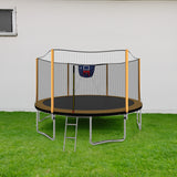 14FT Powder-coated Advanced Trampoline with Basketball Hoop Inflator and Ladder(Outer Safety Enclosure) Orange - V.I.P Digital Presence