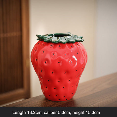 Strawberry ceramic vase, flower arrangement, living room home decoration ornament, hydroponic flower pot, high-end and high aest - V.I.P Digital Presence