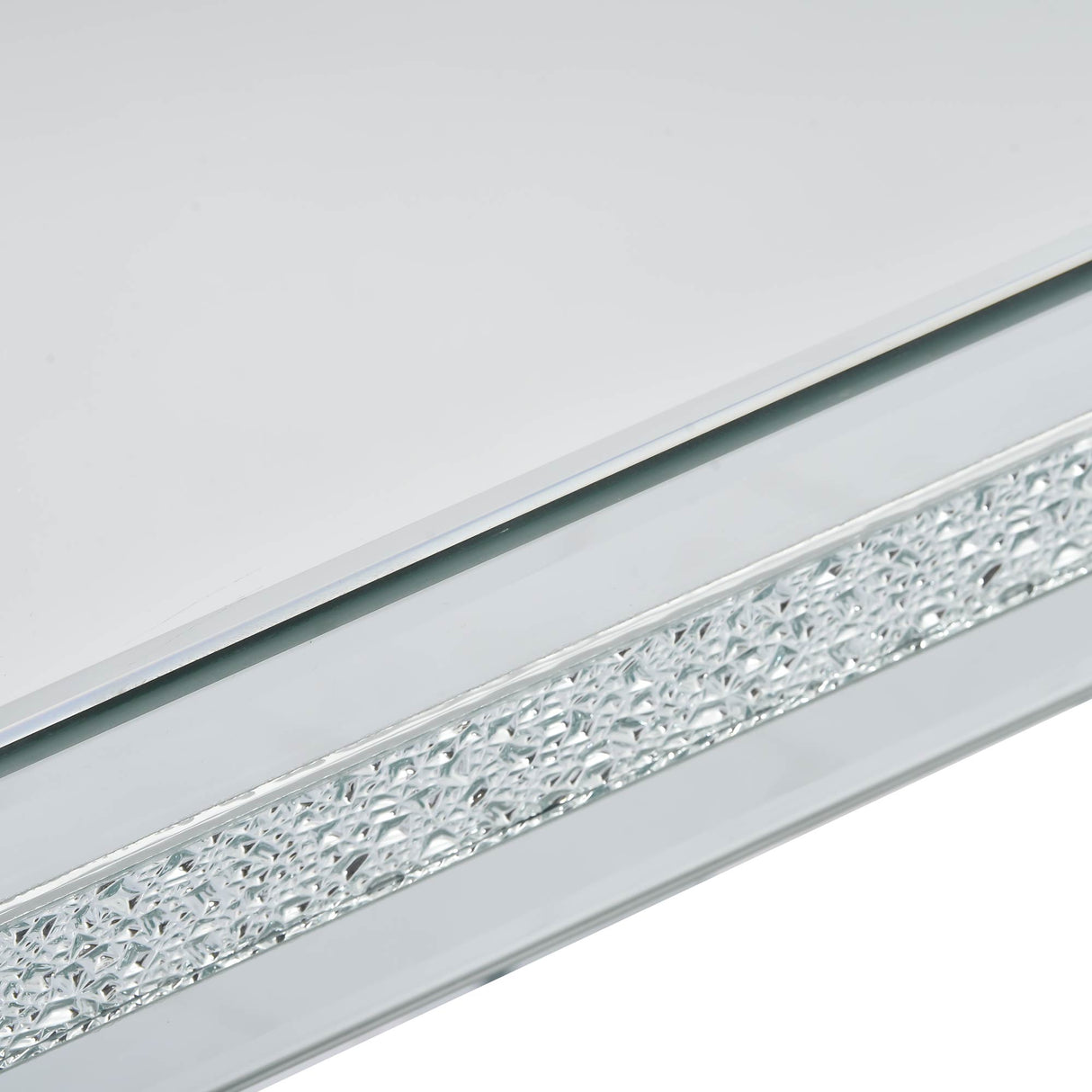 The ON-TRANS stylish modern glass mirrored coffee table features a crystal design and adjustable height legs in silver - V.I.P Digital Presence