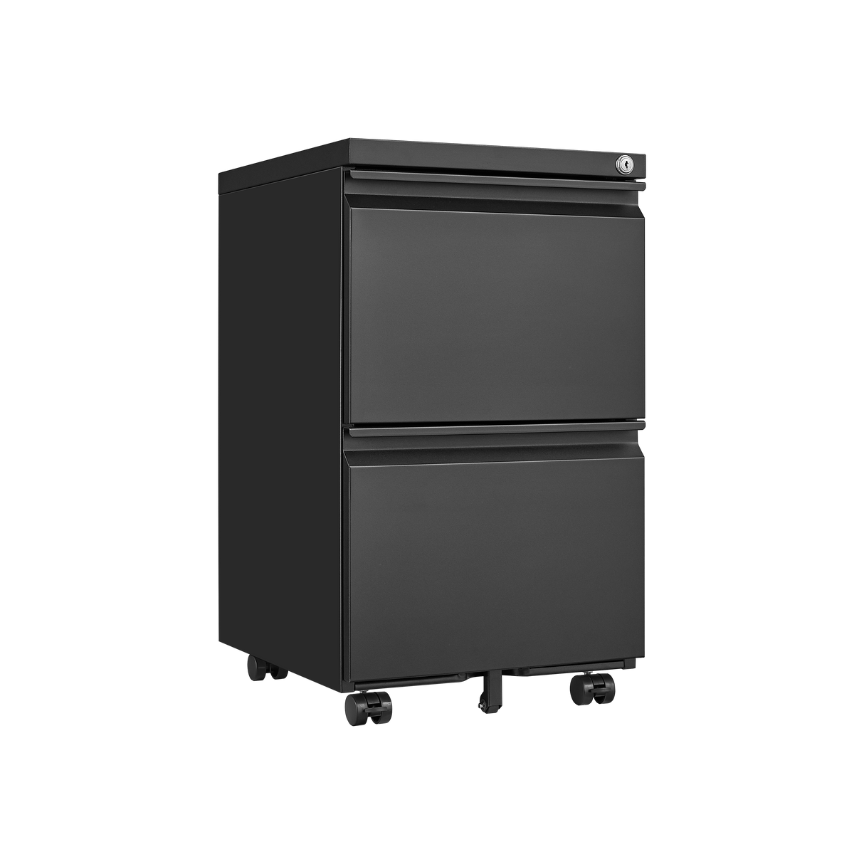Metal 2 drawer mobile file cabinet with lock, 25.6-inch high legal/letter size file storage cabinet  black - V.I.P Digital Presence