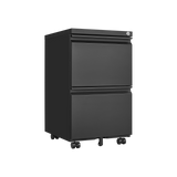 Metal 2 drawer mobile file cabinet with lock, 25.6-inch high legal/letter size file storage cabinet  black - V.I.P Digital Presence