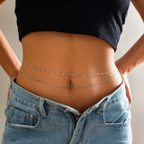 Versatile double-layer simple thin chain claw chain body chain fashionable beach rhinestone sexy waist chain - V.I.P Digital Presence