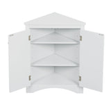 White Triangle Bathroom Storage Cabinet with Adjustable Shelves, Freestanding Floor Cabinet for Home Kitchen - V.I.P Digital Presence