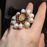 Vintage Natural Baroque Pearl Open Rings Crystal Stone Brass Metal Ring for Women Jewelry Luxury High Quality New Gifts France - V.I.P Digital Presence