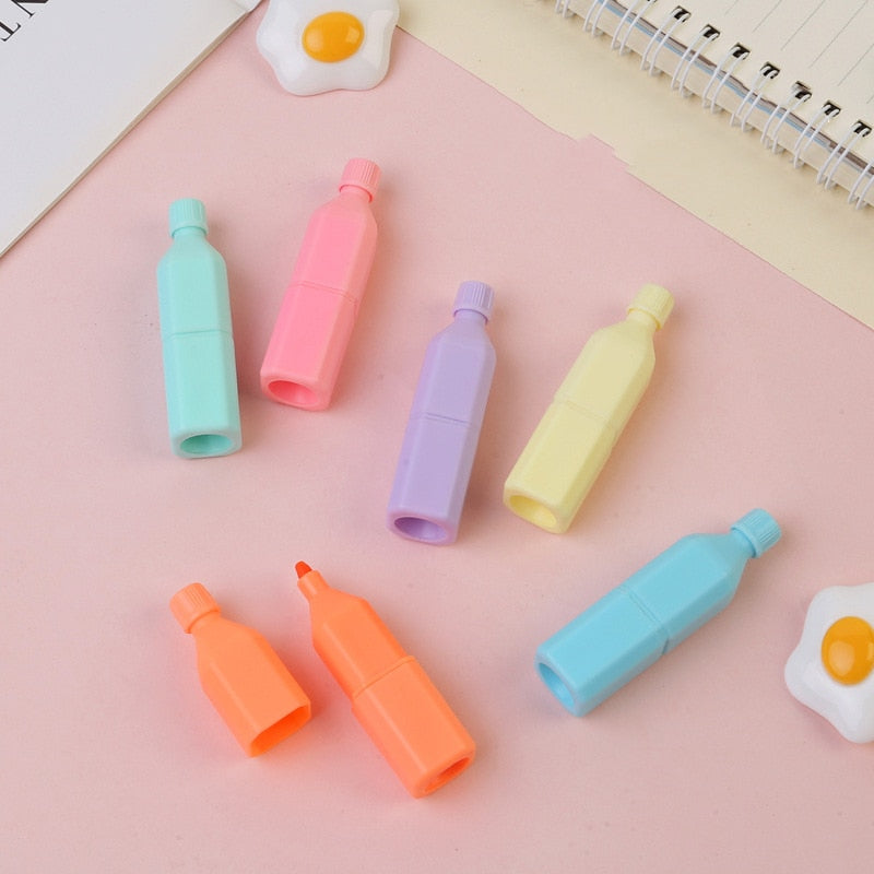 1 mini resaltador bonito con dibujos animados, marcador de pintura, material de papelería para la escuela y la oficina, cápsula de vitaminas Kawaii divertida.