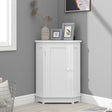White Bathroom Cabinet Triangle Corner Storage Cabinet with Adjustable Shelf Modern Style MDF Board - V.I.P Digital Presence
