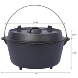ast iron Dutch oven with lid, outdoor camping deep pot, used for camping, cooking, barbecue and leg rest, 8 Quart - V.I.P Digital Presence