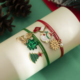 Christmas Element Elk Snow Bracelet Set Creative Snowman Adjustable Wax Thread Handmade - V.I.P Digital Presence