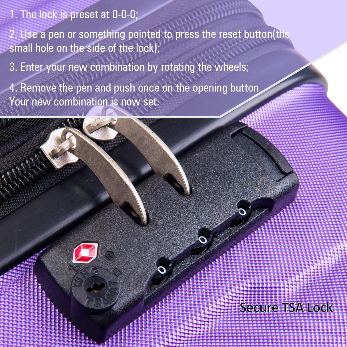 Expanable Spinner Wheel 2 Piece Luggage Set ABS Lightweight Suitcase with TSA Lock 20inch+28inch Purple + Plastic