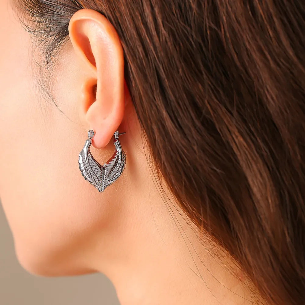 Leaf patchwork heart-shaped earrings with a niche design and titanium steel earrings - V.I.P Digital Presence