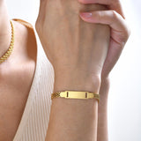 Stainless Steel Titanium Snake Chain Women's Bent Plate Bracelet, Children's Engravable DIY Bracelet with Custom Notes 01-24 - V.I.P Digital Presence