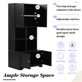 Bathroom storage cabinet, 4-door independent cabinet, adjustable shelf, open multi-layer shelf, black - V.I.P Digital Presence