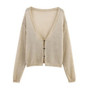 Style Women's Fashion Casual Versatile Long Sleeve Loose Single Breasted Knit Jacket - V.I.P Digital Presence
