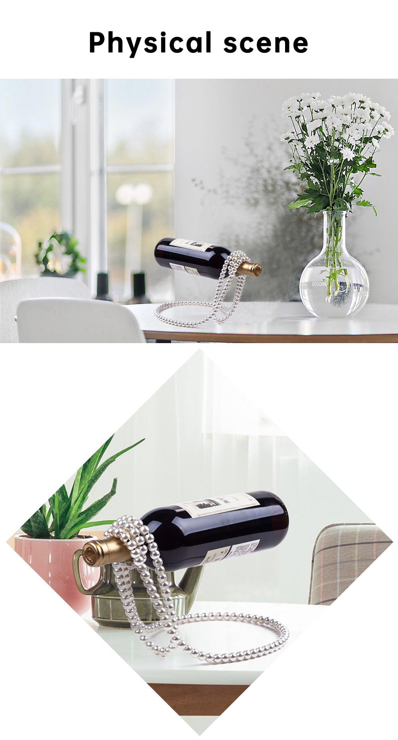 Pearl Necklace Stainless Steel Wine Rack Wine Pedestal Clamp Holder Suspension Champagne Whisky Small Ornaments - V.I.P Digital Presence