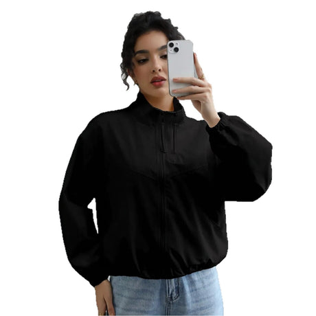 Fashionable Waterproof Short Jacket with Stand Collar for Women - V.I.P Digital Presence