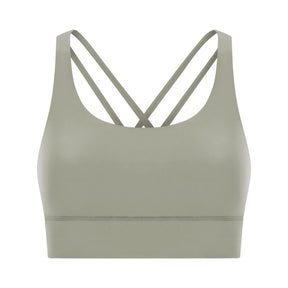 Cross back yoga bra brushed bare high-strength shock-absorbing gathering sports vest for women - V.I.P Digital Presence