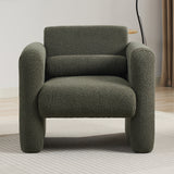 Modern style chair with sheepskin Sherpa fabric soft cushion, comfortable armchair, soft with backrest and pillow, seaweed green - V.I.P Digital Presence