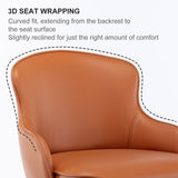 Modern leather bar chair with black titanium stainless steel backrest, adjustable height by rotation (1 piece in brown)
