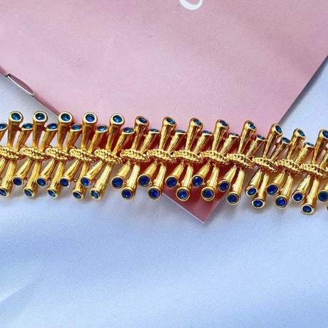 European and American Fashion Trend Retro Literary Inlays Fresh and Versatil, Sea Blue Zircon Texture Copper Plated 18K Bracelet - V.I.P Digital Presence