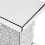 U-Can 11.8-inch silver square mirror coffee table with LED lights, modern diamond edge table, no assembly required - V.I.P Digital Presence