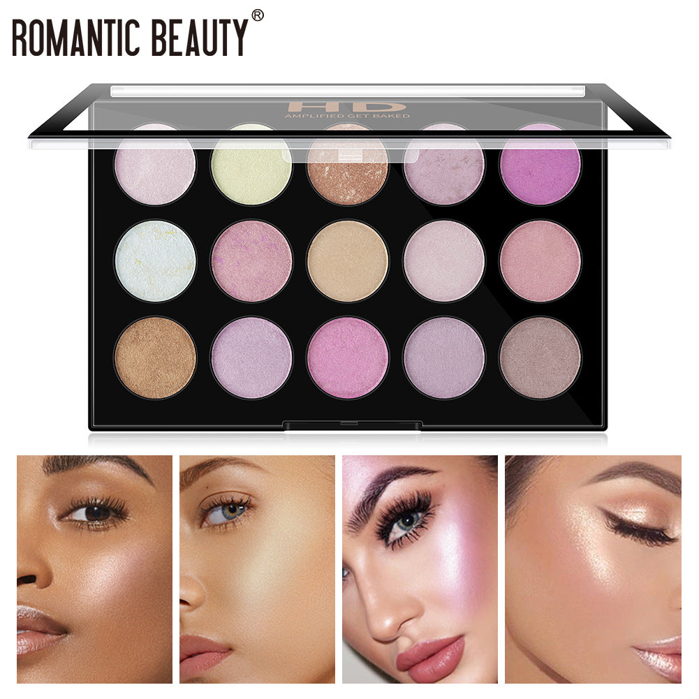 Romantic Beauty 15 Color Multi-Color Highlighter Pearl Eyeshadow Color Makeup Face Nose And Neck Finishing - V.I.P Digital Presence
