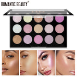Romantic Beauty 15 Color Multi-Color Highlighter Pearl Eyeshadow Color Makeup Face Nose And Neck Finishing - V.I.P Digital Presence