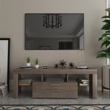 20 minutes quick assembly brown simple modern TV stand Brown TV bracket with LED Color Changing Lights for Living Room