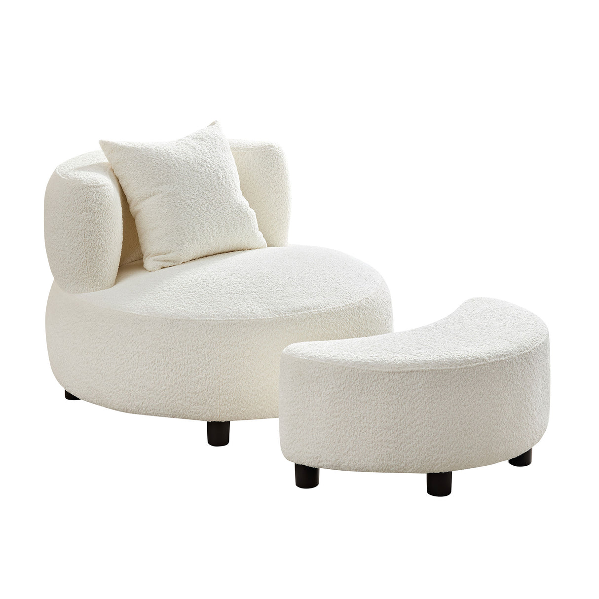 Modern Chair, Single Teddy Fabric Sofa Chair with Ottoman Foot Rest Comfy chair for Living Room Bedroom and Office,Beige - V.I.P Digital Presence