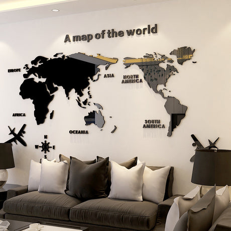 Creative Home Background Wall Stickers Acrylic 3D Wall Stickers Living Room TV Background M70- Map - V.I.P Digital Presence