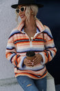 Striped Quarter Zip Dropped Shoulder Sweatshirt - V.I.P Digital Presence