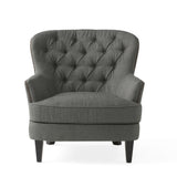 Modern grey fabric club chair and Ottoman set, stylish cushioned armchair, paired with Ottoman style - V.I.P Digital Presence