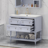 36" Bathroom Vanity Cabinet with Sink Combo Set, Undermount Resin Sink, Free Standing Vanity Set with 4 Drawers Blue - V.I.P Digital Presence
