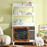 Graffiti with 2 storage racks and 1 door cat litter box shell, hidden cat litter box with rack shell furniture white - V.I.P Digital Presence