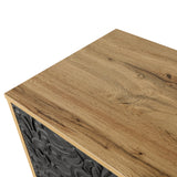 Black Carved Symmetrical Design Door And Wood Coloured Frame For TV Stand Table,Living Room ,Entryway - V.I.P Digital Presence