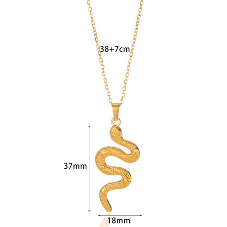 Spirit Snake Pendant Retro Style Personalized Necklace Women's Stainless Steel Gold Plated - V.I.P Digital Presence