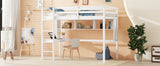 Twin Loft Bed with built-in desk and bookcase of three compartments, Guardrails and Ladder,White - V.I.P Digital Presence
